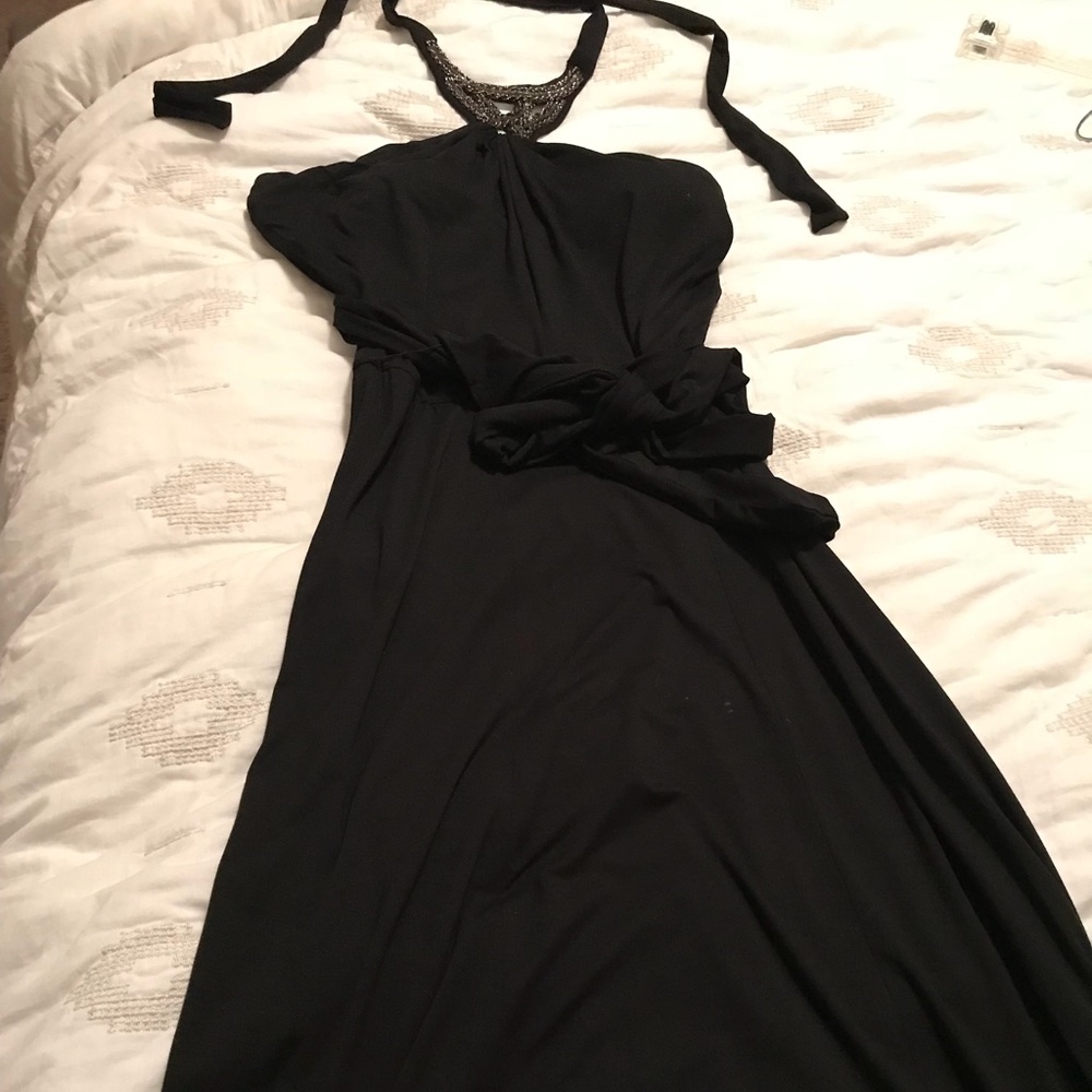 Cache black hi-low dress